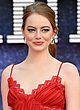 Emma Stone busty in a hot red lace top pics