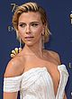 Scarlett Johansson cleavy & leggy in white gown pics