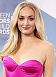 Sophie Turner busty in a strapless pink gown pics