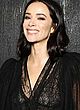 Abigail Spencer braless in black lace blouse pics