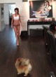 Kate Beckinsale sports bra & checkered panties pics