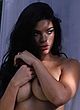 Suelyn Medeiros posing topless with handbra pics