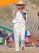 Naomi Watts all-white outfit for the beach pics