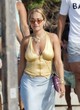Rita Ora sexy in gold crop top pics
