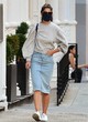Katie Holmes sported a chic denim skirt pics