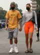 Hailey Rhode Bieber sexy in neon orange shorts pics