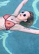 Dakota Johnson see-through red bra in pool pics