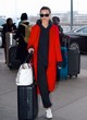 Emily Ratajkowski red overcoat & casual sweats pics