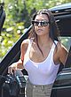 Kourtney Kardashian out in see thru white tank top pics