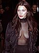 Bella Hadid visible tits in see-thru top pics