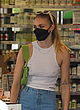 Sophie Turner naked pics - see through tank top in store