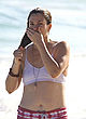 Drew Barrymore wet white top at a beach pics