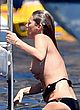 Kate Moss naked pics - topless climbing on a yacht