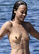 Zoe Saldana topless on the boat, sexy pics