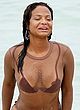 Christina Milian naked pics - nip slip on beach in hawaii