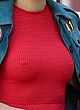 Famke Janssen naked pics - braless & tits in red dress