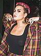 Demi Lovato braless, sheer black tank top pics