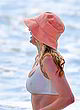 Elsa Hosk sheer bikini top at the beach pics