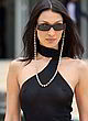 Bella Hadid sheer black top to tits, dior pics