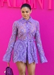 Vanessa Hudgens posing in sheer purple dress pics