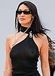 Bella Hadid posing in sheer black top pics