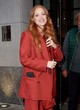 Jessica Chastain rocks a red 70s-style suit pics