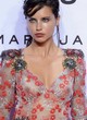 Adriana Lima posing in sheer red dress pics