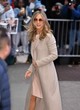 Jennifer Aniston wore beige mini dress for gma pics