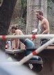 Kristen Bell sexy in workout outfit in park pics