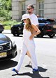 Jennifer Lawrence out in chic white overalls pics