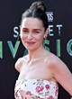 Emilia Clarke wears strapless floral dress pics