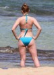 Scarlett Johansson sexy in small blue bikini pics