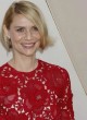 Claire Danes posing in long red sheer dress pics