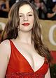 Amber Tamblyn posing in red clothes pics