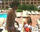 Naomi Campbell topless playing in the pool clips