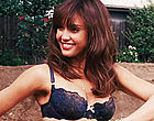 Jessica Alba caught in lacy lingerie clips