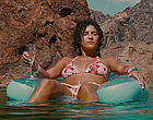 Jessica Szohr floating on raft in bikini nude clips
