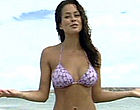 Brooke Burke sexy purple bikini on beach clips
