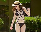 Alexandra Daddario sexy black bikini by the pool clips
