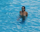 Riley Keough naked in the outdoor pool clips