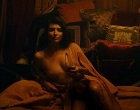 Amara Zaragoza exposing right breast in bed nude clips