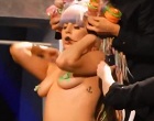 Lady Gaga nude in concert outfit swap clips