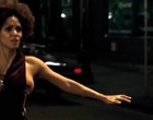 Halle Berry no bra, boob slip in movie clips