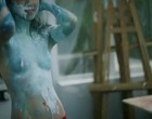 Lena Lapres topless, playing with a paint nude clips