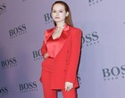 Madelaine Petsch posing in red outfit videos
