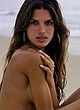 Raica Oliveira posing topless on a beach pics