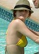 Ashlee Simpson in yellow bikini poolside pics pics