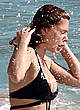 Elena Satine nipple slip in black bikini pics
