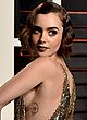 Lily Collins shows side-boob & big cleavage pics