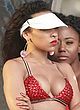 Tinashe busty in a shiny red bikini pics